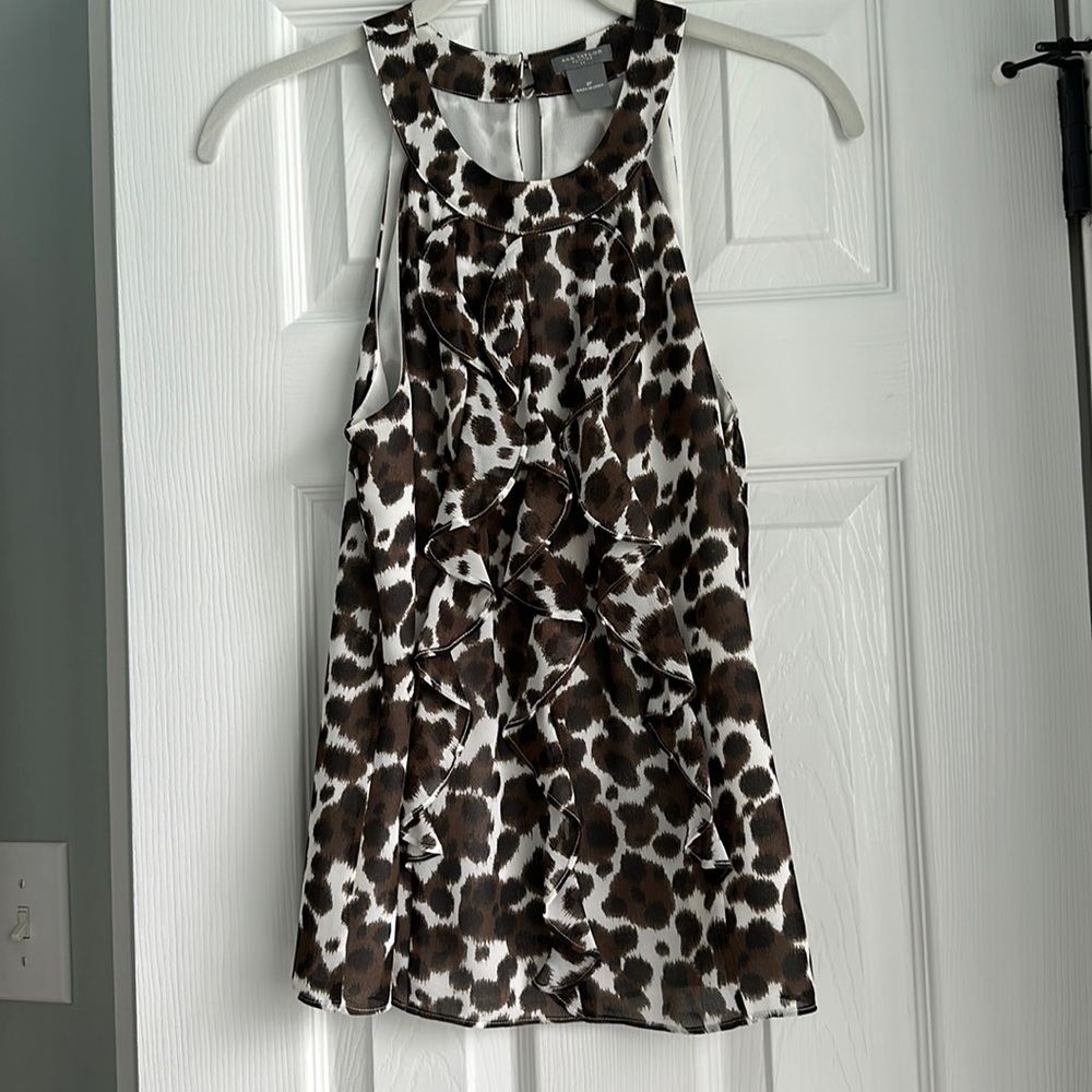 Ann taylor animal print ruffle sleeveless top 2P